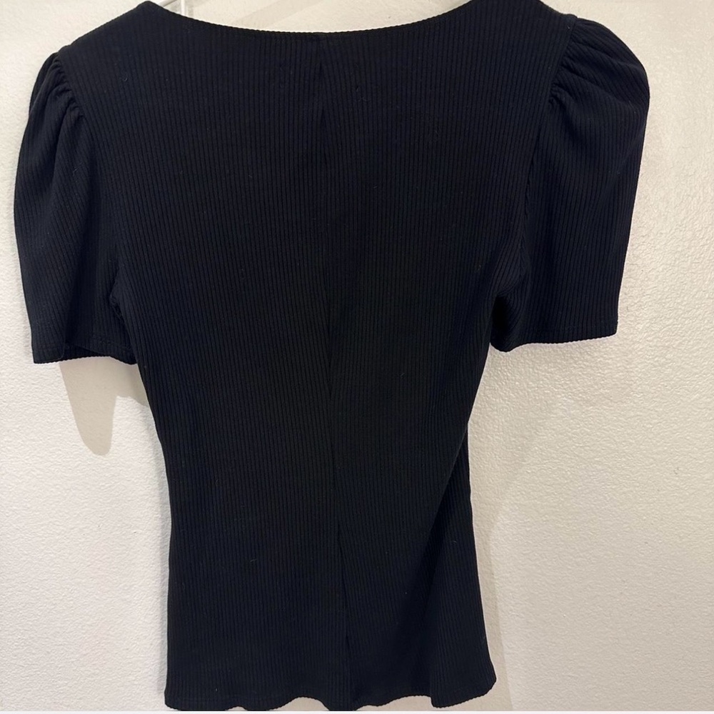 Reformation Black Puff Sleeve Blouse Sweetheart Neckline Size S Excellent - Picture 8 of 8